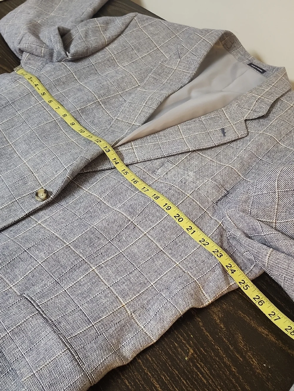 Stafford Sport Coat Blazer Mens Size 50 R Linen Cotton Blend Blue Window Pane